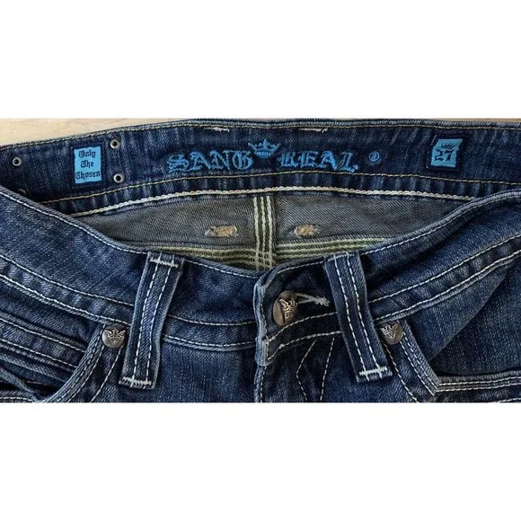 Sang Real By Miss Me Women's Size 27 Bootcut Flare Selvedge Denim Jeans Y2K - Picture 6 of 11